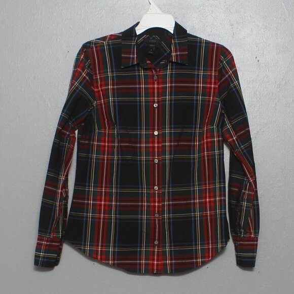 J crew perfect fit holiday plaid long sleeve cotton button up. - Picture 1 of 7